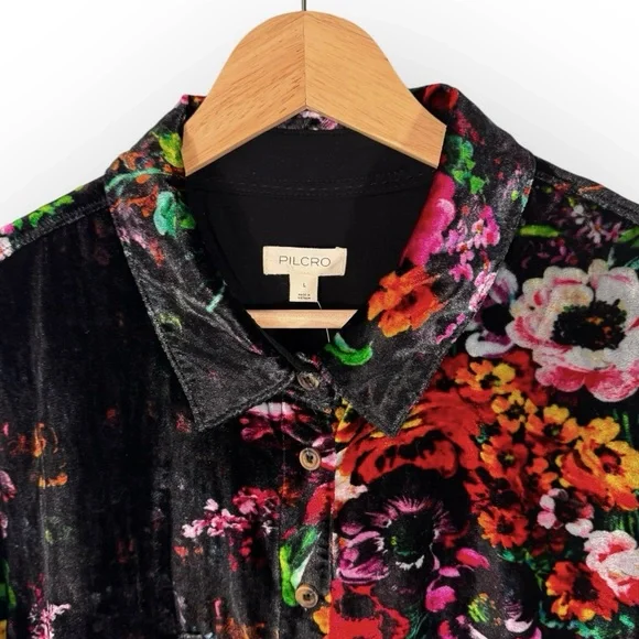 🔴SOLD🔴Anthropologie Pilcro Hadley Relaxed Buttondown Shirt: Velvet Edition Large - Picture 6 of 11